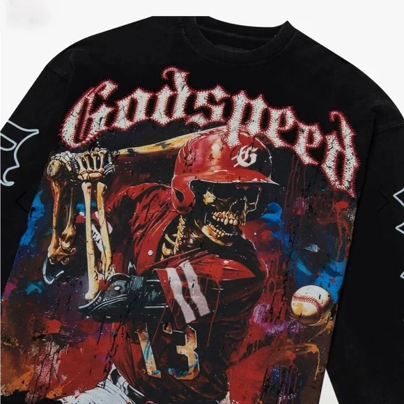 ❌SOLD❌ NWT [Godspeed] Baseball Skelton Grand Slam Graphic Long-Sleeve Men’s XS - Picture 2 of 12